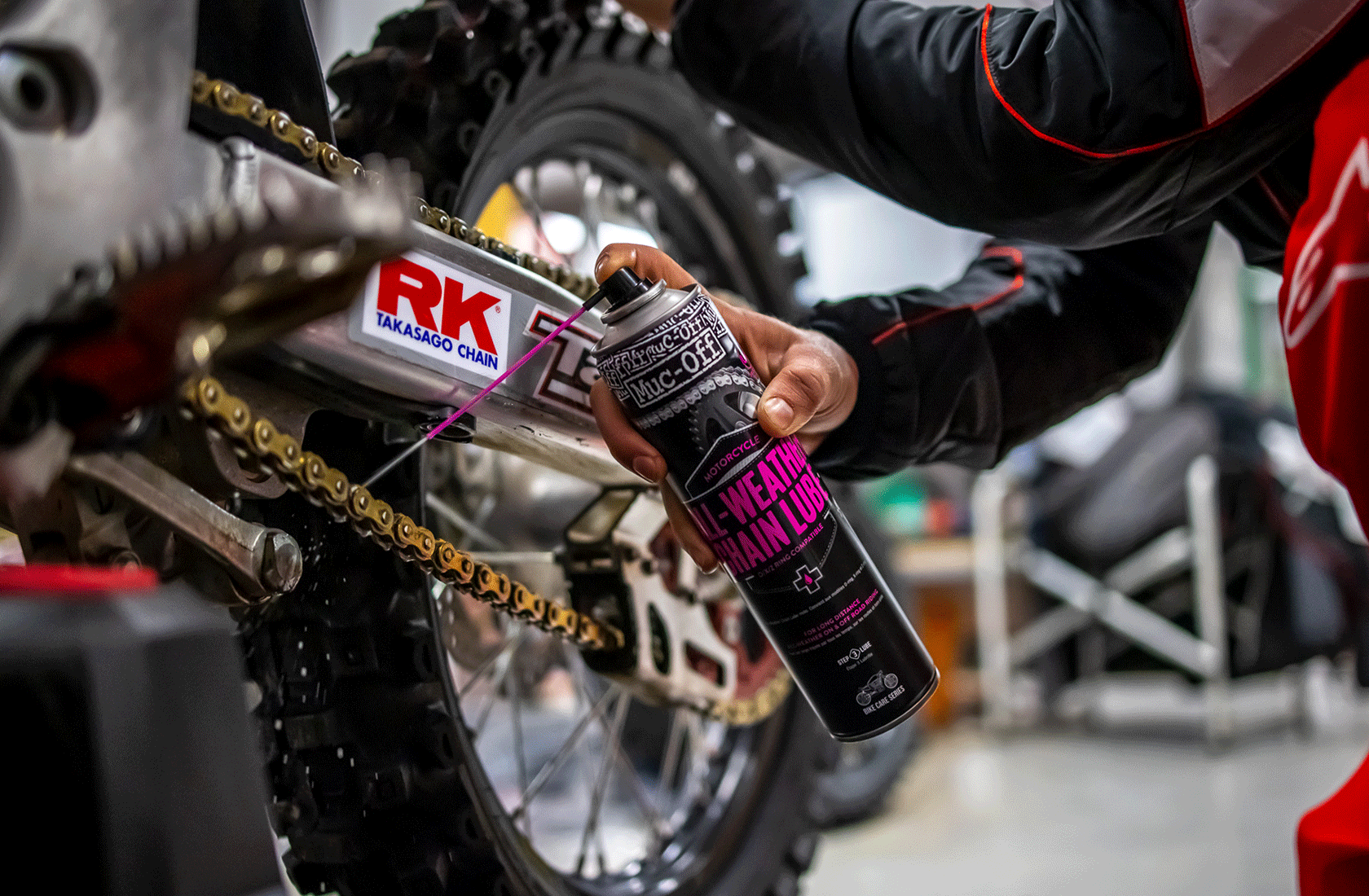 All-Weather Chain Lube in Workshop (Jay Hague)